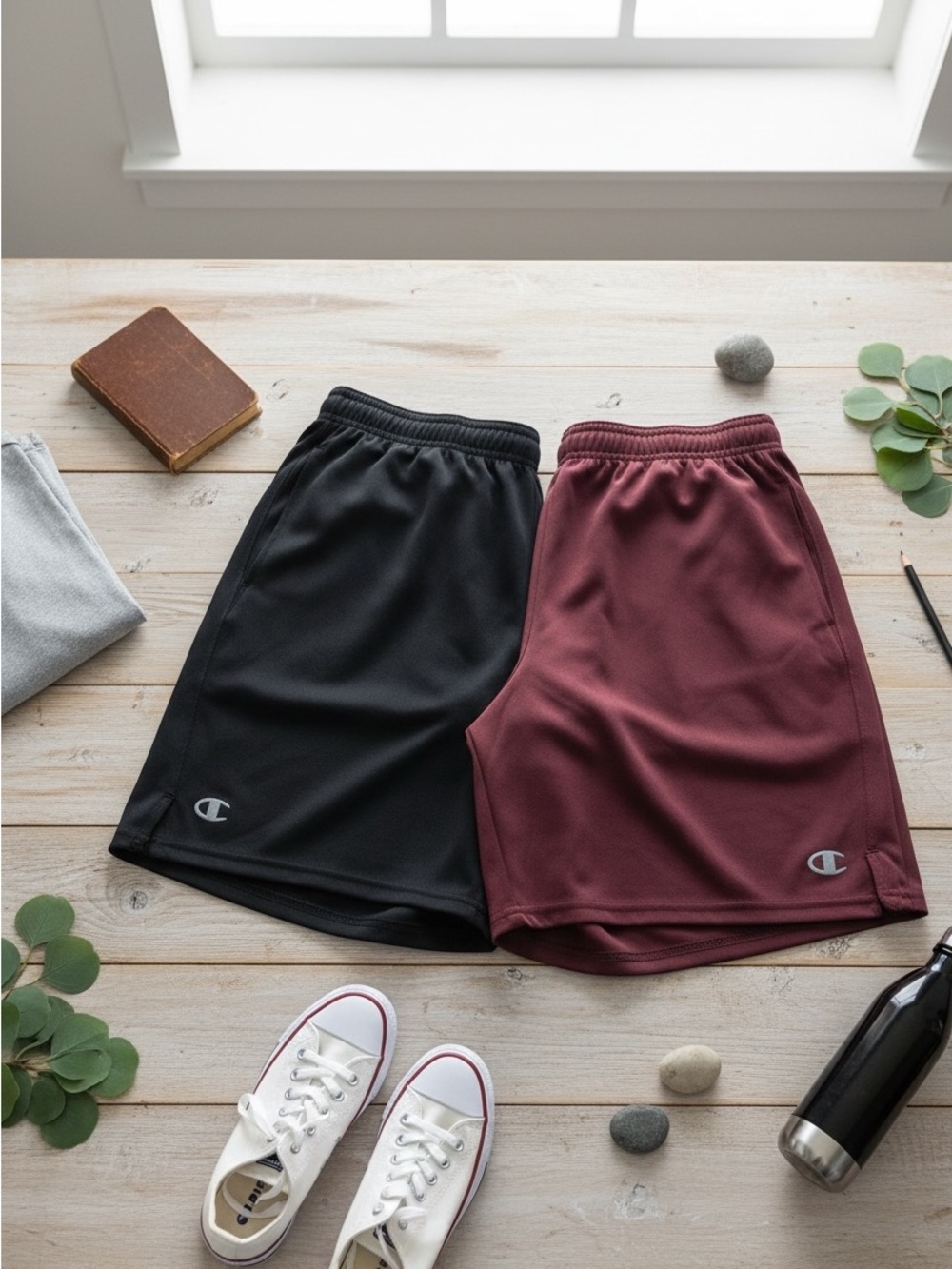 Champion Men’s Athletic Shorts - Black & Burgundy